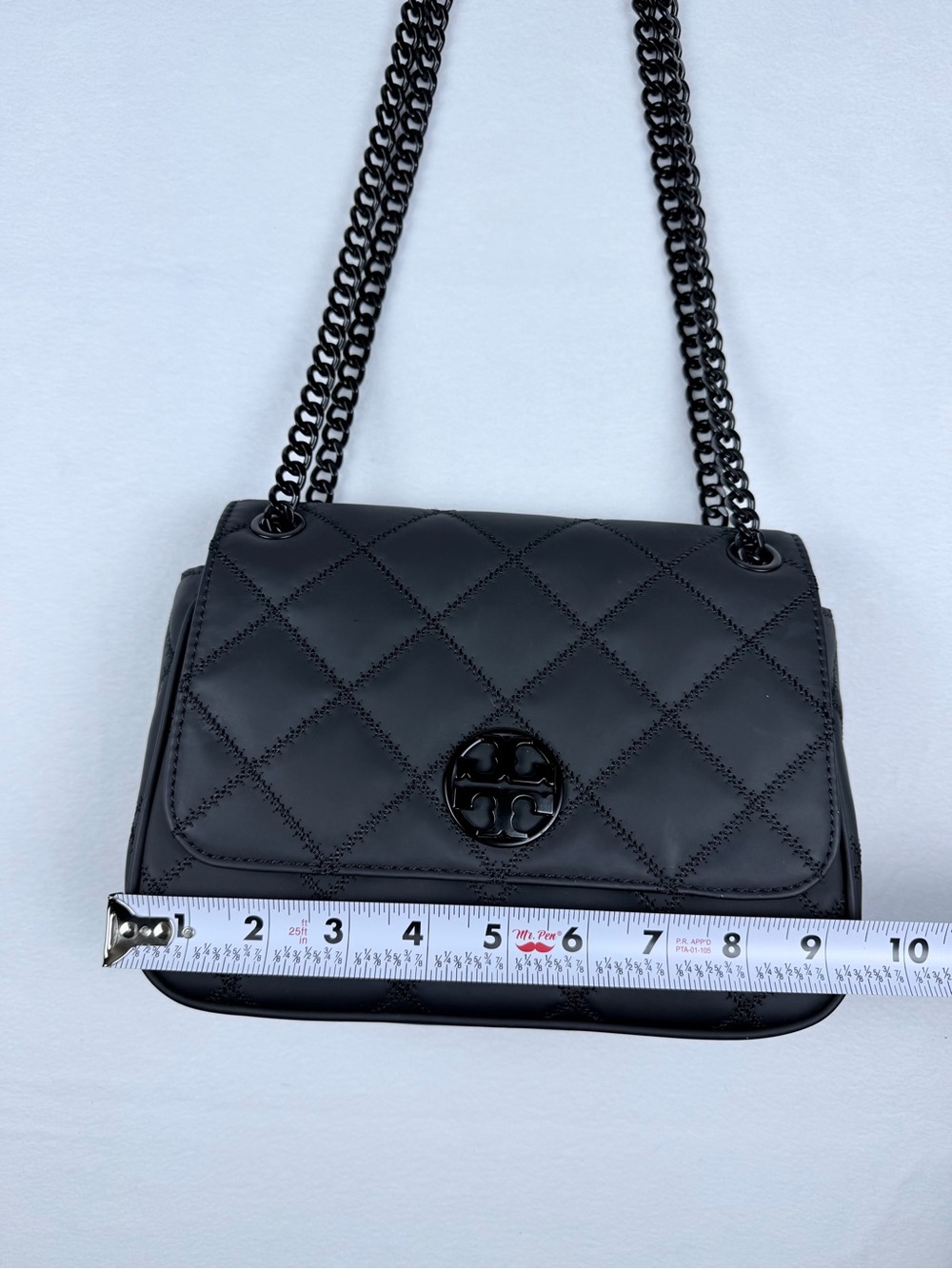 Tory Burch Black Quilted Leather Convertible Chain Shoulder Bag Crossbody Purse - Picture 12 of 16